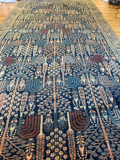 Antique Persian Bidjar Runner, 7'3" x 19'9", in blue, gold, navy and salmon - photo 6