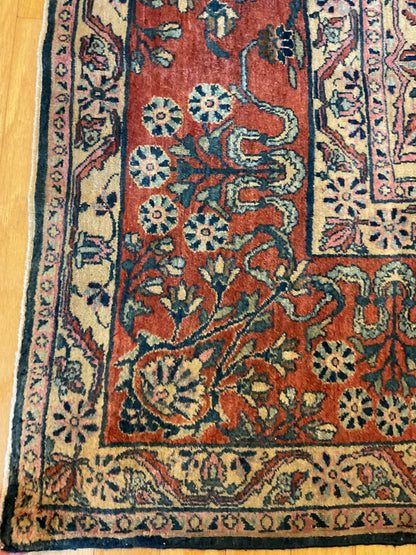 Antique Persian Sarouk Rug, 10'5" x 13'3", in beige, navy, pink and rust - photo 2