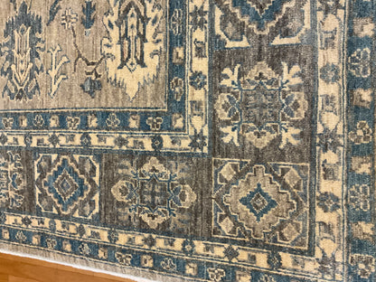 Afghan Peshawar Rug, 8' x 10', in blue, ivory, slate and tan - photo 3