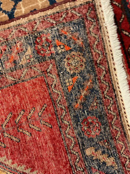 Antique Persian Kurdish Rug, 3'8" x 6'9", in camel, navy and red - photo 3