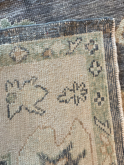 Turkish Oushak Rug, 8'1" x 9'10", in beige, charcoal, green and peach - photo 2