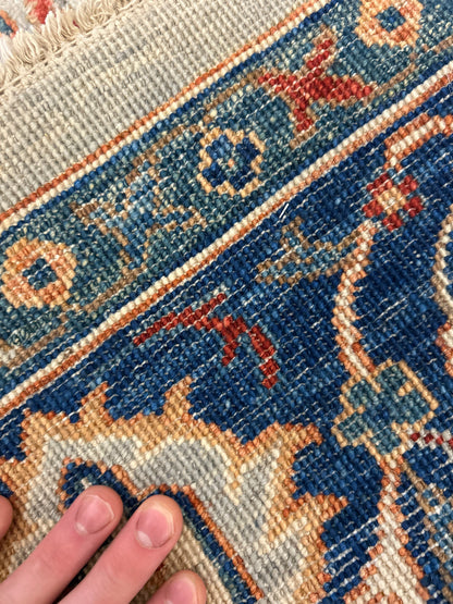 Afghan Mohal Rug, 8'3" x 9'8", in blue, ivory, navy and red - photo 4