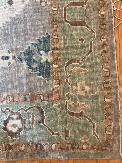 Turkish Oushak Rug, 10'1" x 14', in brown, green, ivory and teal - photo 3