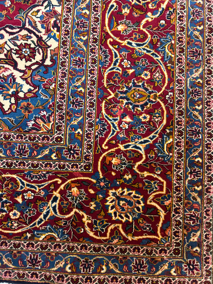 Vintage Persian Kashan Rug, 10'3" x 13'11", in blue, ivory, navy and red - photo 4