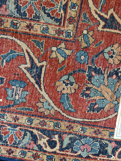 Antique Persian Tabriz Rug, 10'2" x 12'10", in beige, blue, burgundy and navy - photo 4