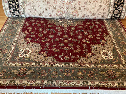 Sino Tabriz Rug with Silk, 9'10" x 13'10", in beige, burgundy, grey and ivory - photo 2