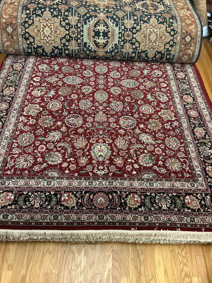 Sino Mashad Rug, 9' x 12', in beige, black, burgundy and ivory