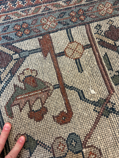 Indian Heriz Rug, 11'11" x 15', in baby blue, ivory, navy and rust - photo 5