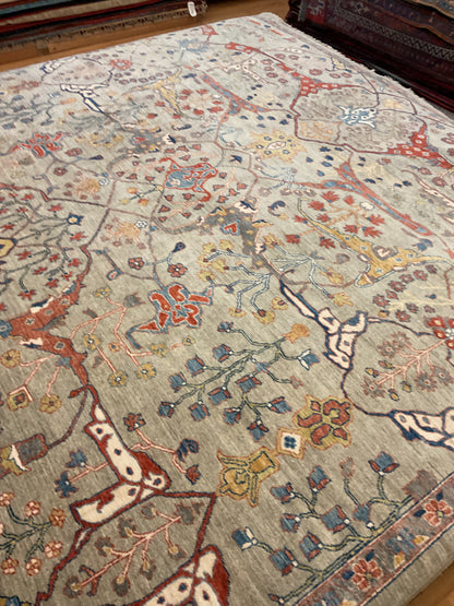Afghan Bidjar Rug, 9'3" x 12', in gold, grey, navy and red - photo 4