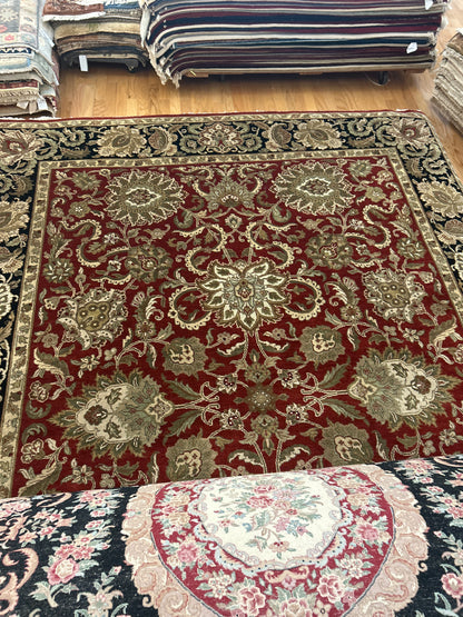 Indian Agra Jaipur Rug, 9'4" x 12'2", in beige, black, green and red - photo 2