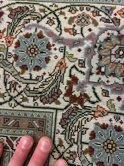 Persian Tabriz Rug with Silk, 6'6" x 9'9", in beige, burgundy, ivory and sea moss - photo 4