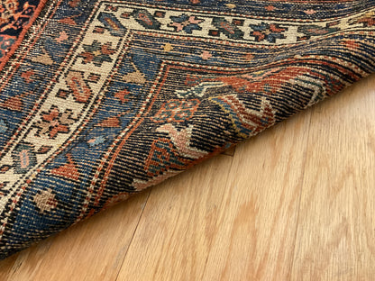 Antique Persian Kurdish Runner, 3'2" x 6'4", in blue, ivory, navy and rust - photo 2