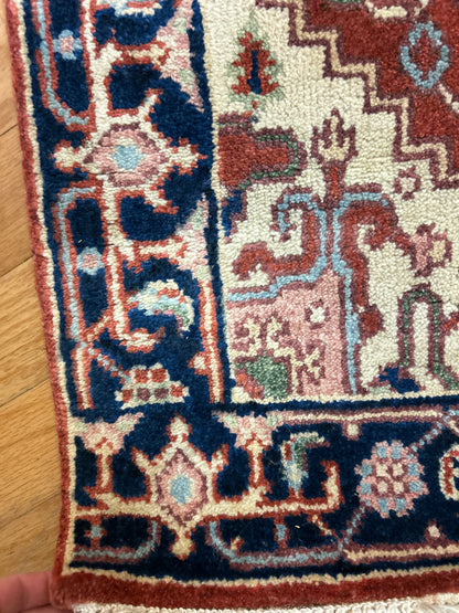 Indian Heriz Runner, 2'6" x 23'6", in baby blue, ivory, navy and rust - photo 4