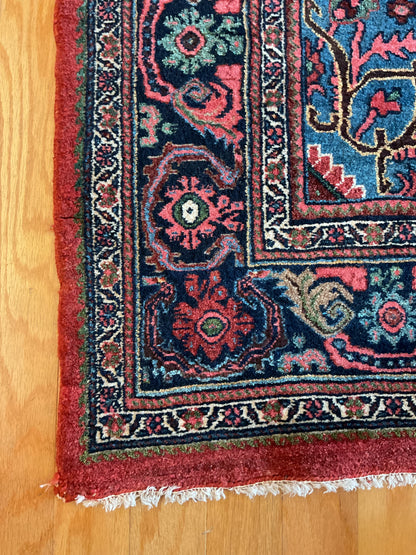 Antique Persian Bidjar Rug, 4'7" x 7', in blue, navy, pink and red - photo 3