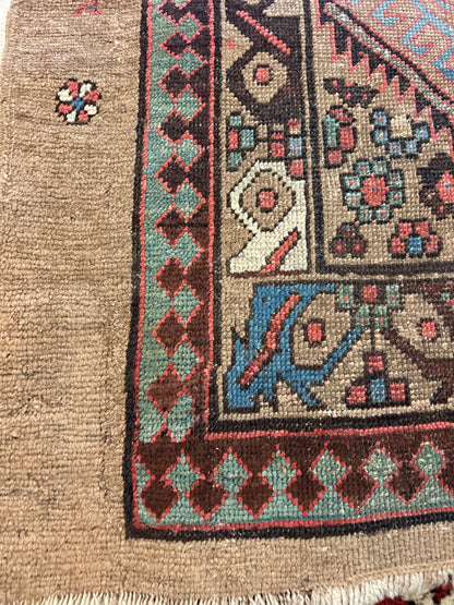 Antique Persian Kurdish Sarab Runner, 3'4" x 13'2", in blue, brown, camel and red - photo 3