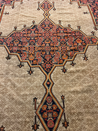 Antique Persian Malayer Rug, 11'9" x 15'5", in beige, navy, red and rust - photo 6