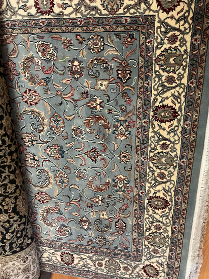 Indian Kashan Rug, 5'11" x 9'2", in baby blue, burgundy and ivory - photo 2