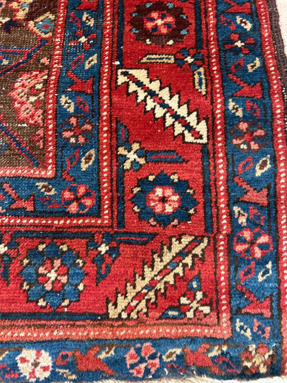 Antique Persian Northwest Runner, 3'5" x 17'2", in brown, navy, pink and red - photo 3