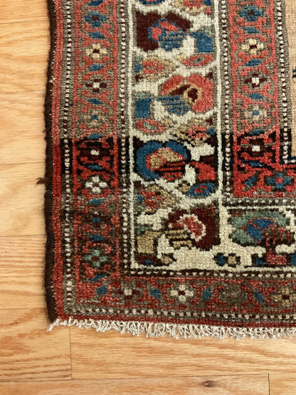 Antique Persian Molayer Sarab Rug, 4'3" x 5', in camel, ivory, navy and red - photo 3