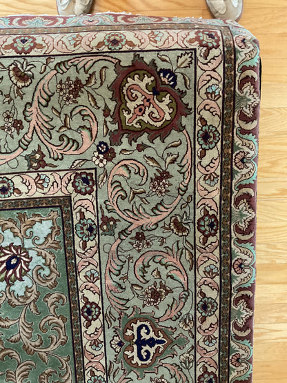 Vintage Persian Tabriz Rug, 9'9" x 13'3", in burgundy, green, ivory and pink - photo 3