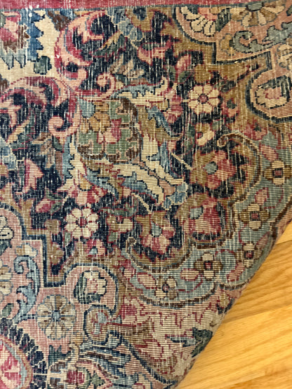Antique Persian Lavar Kerman Rug, 10'6" x 18'6", in beige, blue, navy and pink - photo 5