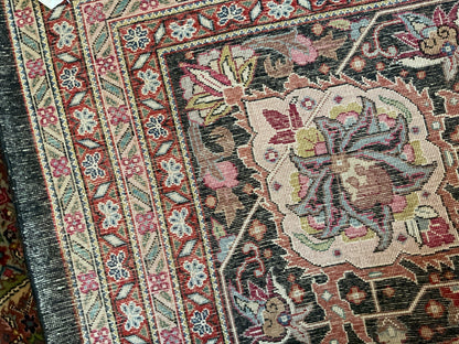Sino Tabriz Rug with Silk, 10' x 14', in black, ivory, pink and plum - photo 4
