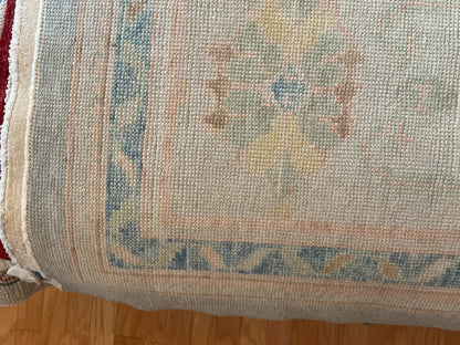 Turkish Oushak Rug, 10' x 12'10", in beige, blue and peach - photo 3