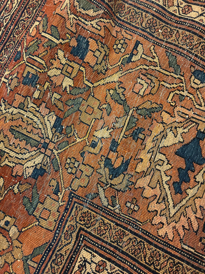 Antique Persian Sarouk Farahan Rug, 13'11" x 22'6", in gold, navy, rust and salmon - photo 3
