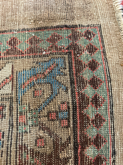 Antique Persian Kurdish Sarab Runner, 3'4" x 13'2", in blue, brown, camel and red - photo 2