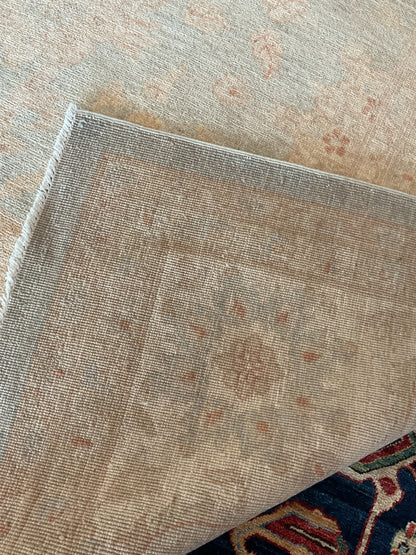 Pakistani Peshawar Rug, 10'1" x 14'3", in baby blue, beige and peach - photo 3
