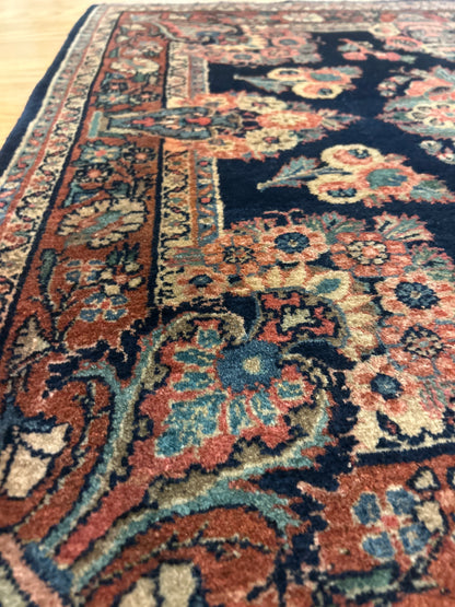 Antique Persian Gazvin Rug, 3'6" x 3'7", in navy, rust, salmon and teal - photo 5