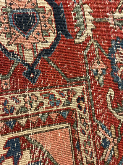 Antique Persian Serapi Rug, 13' x 19'6", in blue, ivory, navy and rust - photo 4
