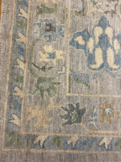 Pakistani Oushak Rug, 8'1" x 8'1", in baby blue, blue, grey and ivory - photo 3