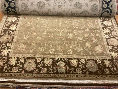 Indian Agra Jaipur Rug with Silk, 8'11" x 12'2", in beige, brown, ivory and rose - photo 3