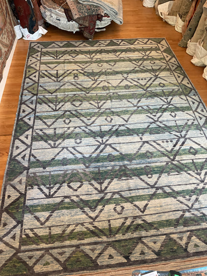 Turkish Oushak Rug, 10'5" x 15'6", in charcoal, green, grey and ivory - photo 2