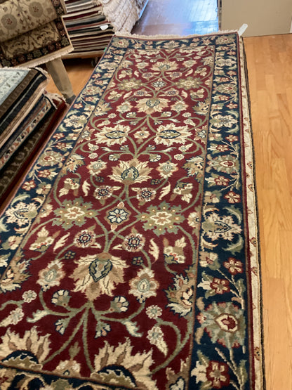 Indian Agra Jaipur Runner, 2'6" x 6'7", in beige, burgundy, green and navy - photo 5