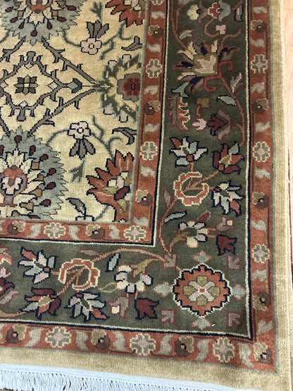 Indian Mohal Rug, 8'10" x 11'10", in gold, ivory, olive and rust - photo 3