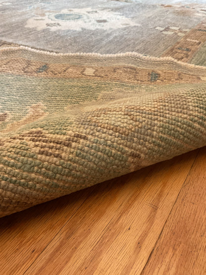 Turkish Oushak Rug, 10'1" x 14', in brown, green, ivory and teal - photo 2