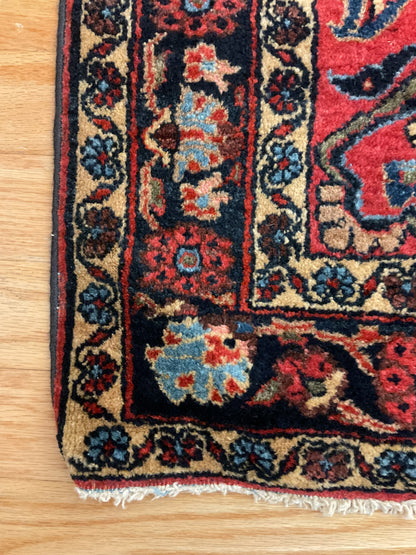 Antique Persian Sarouk Rug, 3'5" x 4'10", in blue, ivory, navy and red - photo 2