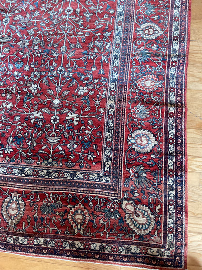 Antique Persian Sarouk Farahan Rug, 10' x 11'8", in ivory, navy and red - photo 3