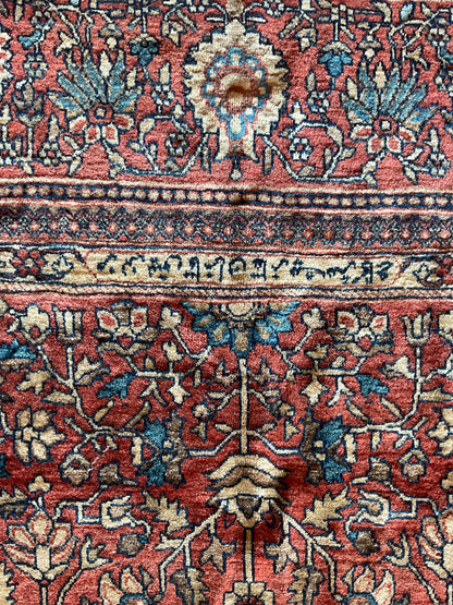 Antique Persian Sarouk Farahan Rug, 10' x 11'8", in ivory, navy and red - photo 5