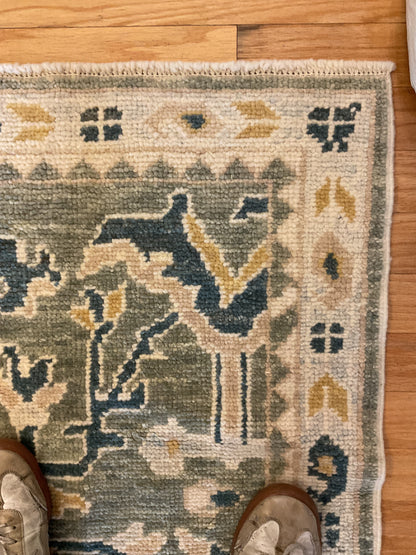 Turkish Oushak Rug, 10'10" x 15'2", in grey, ivory, pistachio and yellow - photo 3