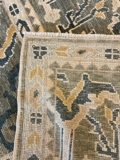 Turkish Oushak Rug, 10'10" x 15'2", in grey, ivory, pistachio and yellow - photo 4
