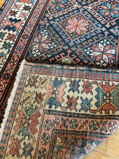 Antique Persian Baktarie Runner, 3'4" x 10'2", in blue, ivory, navy and red - photo 5