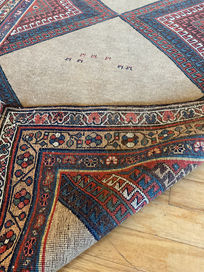 Antique Persian Kurdish Bidjar Runner, 4'2" x 8'10", in camel, navy, red and rust - photo 5