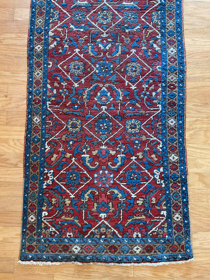 Antique Persian Serapi Runner, 2'10" x 10'7", in blue, navy and red - photo 2
