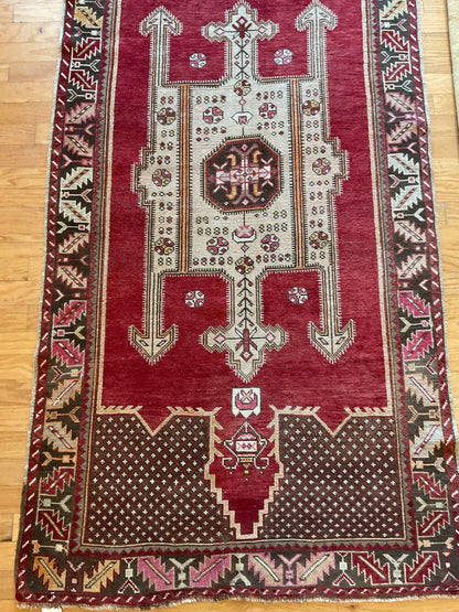Vintage Turkish Anatolian Runner, 4' x 12'1", in brown, green, ivory and red - photo 2