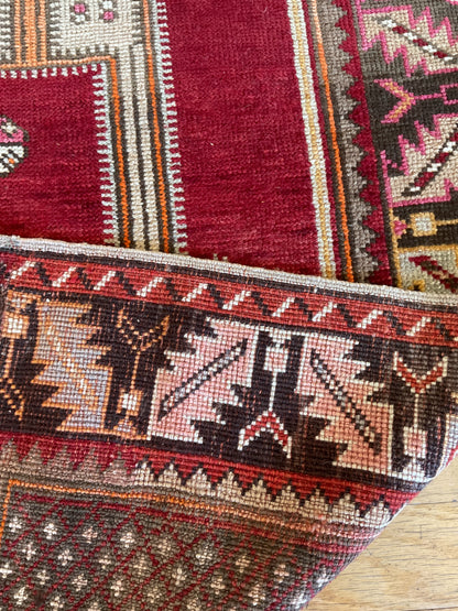 Vintage Turkish Anatolian Runner, 4' x 12'1", in brown, green, ivory and red - photo 5
