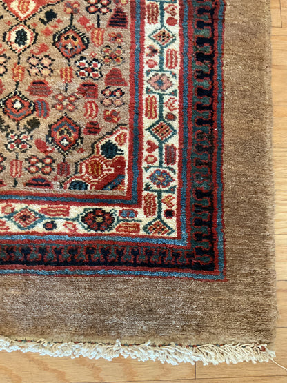 Antique Persian Kurdish Camelhair Runner, 2'9" x 14'3", in camel, ivory, navy and red - photo 4