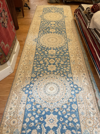 Pakistani Peshawar Runner, 4'1" x 15'3", in beige, blue, ivory and tan - photo 2